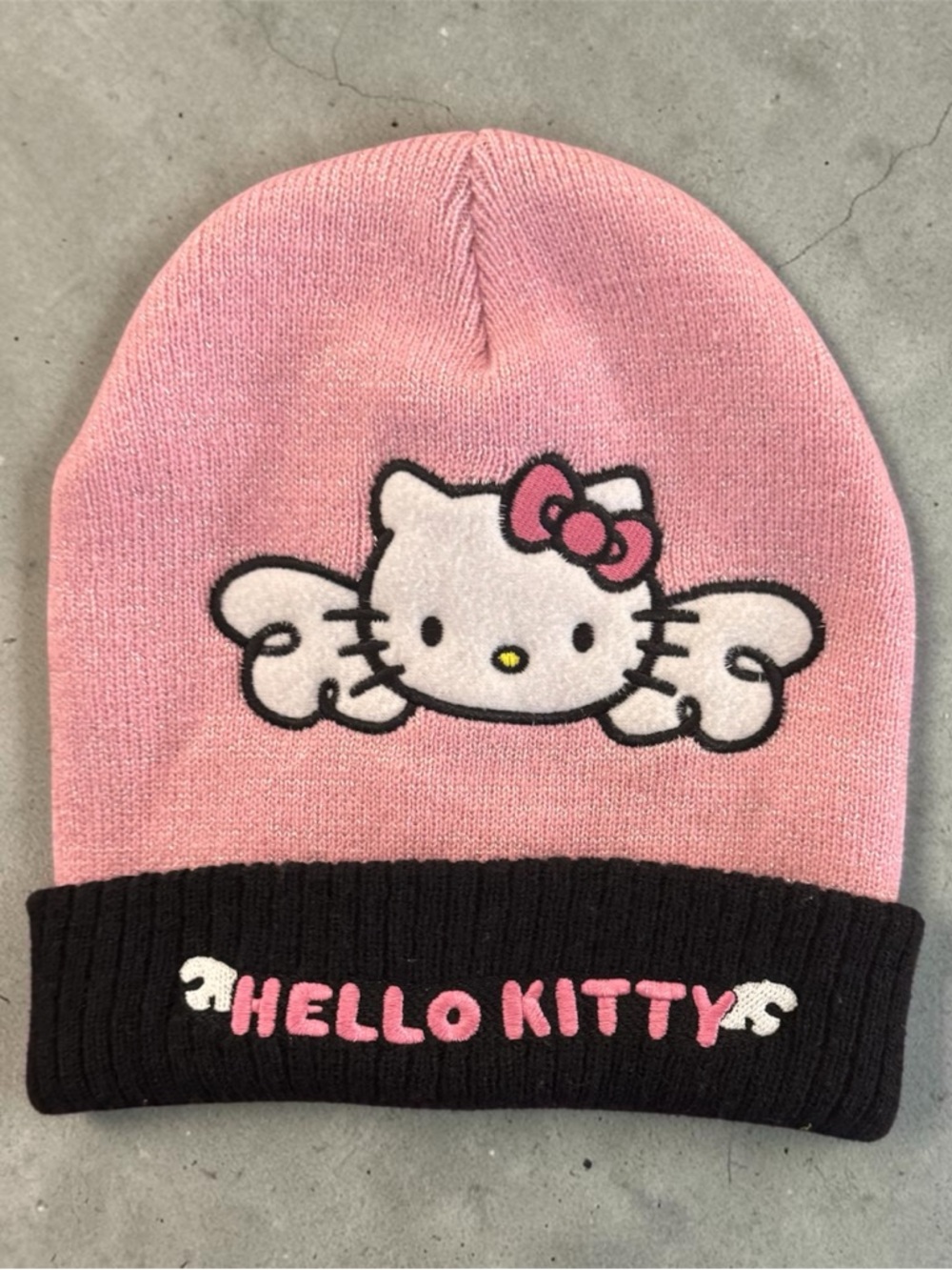 Hello Kitty Pink and Black Knit Beanie
